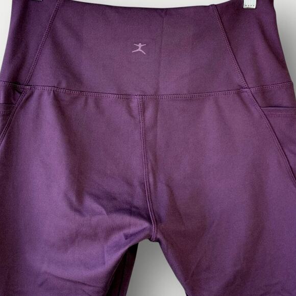 Danskin Activewear Yoga Gym Workout Tight Leggings Pocket High Rise Size L Plum - Picture 9 of 16